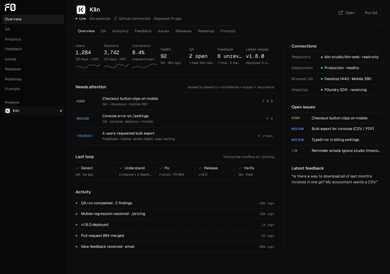 f0undry interface screenshot